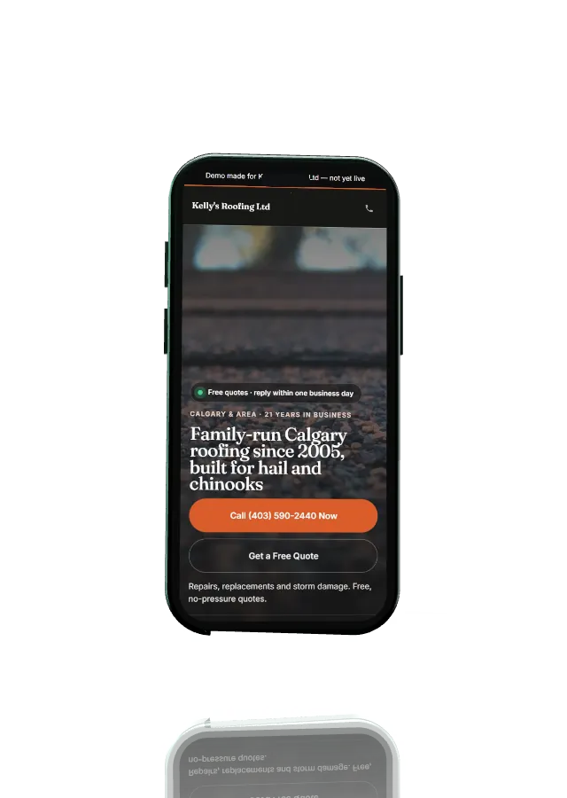 The phone showing one of our demo websites